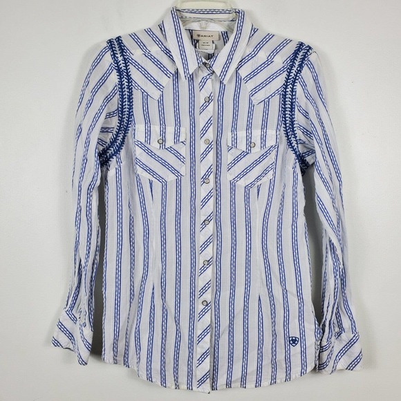 Ariat Womens Angie Button Up Western Shirt Embroidered Long Sleeve White Size M - Picture 3 of 13